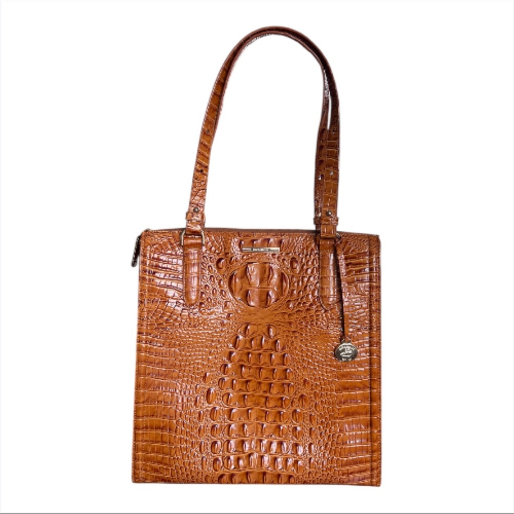 Brahmin Tia Pecan Crocodile Embossed Leather Tote Bag - Picture 5 of 16